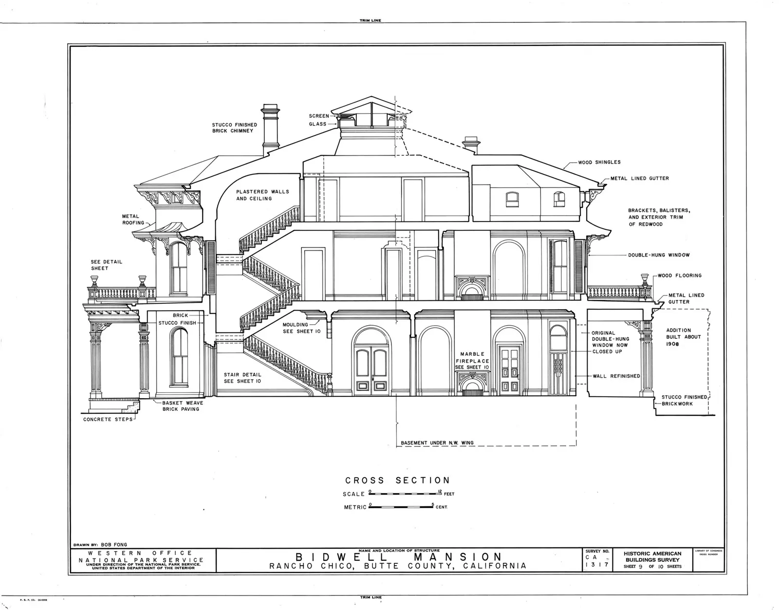 Bidwell Mansion, Esplanade Street, Chico, Butte County, CA HABS CAL,4-CHIC,1- (sheet 9 of 10)