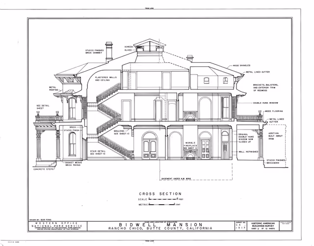 Bidwell Mansion, Esplanade Street, Chico, Butte County, CA HABS CAL,4-CHIC,1- (sheet 9 of 10)