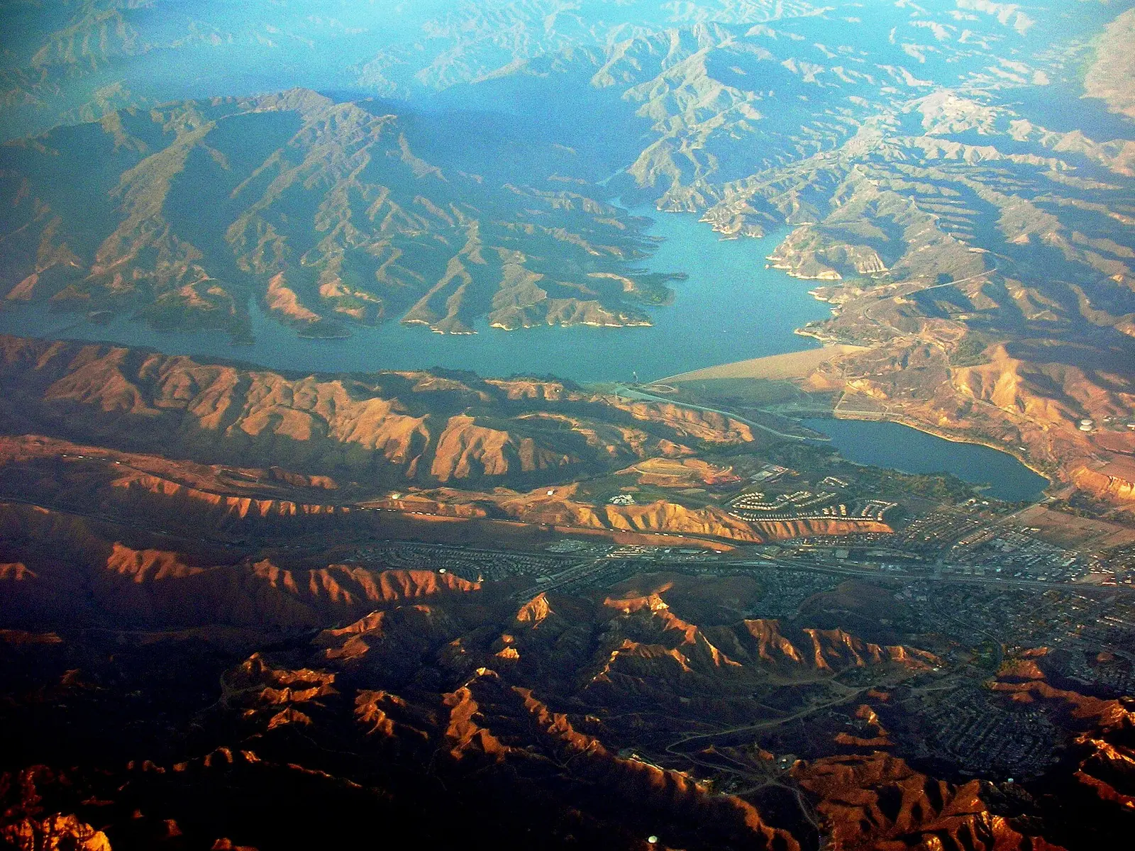 Castaic Lake, seen from the air at approximately 7 p.m., August 23, 2007