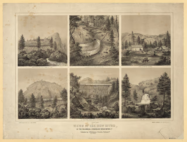Views of the new ditch, of the Columbia & Stanislaus River Water Co Physical description: 1 print