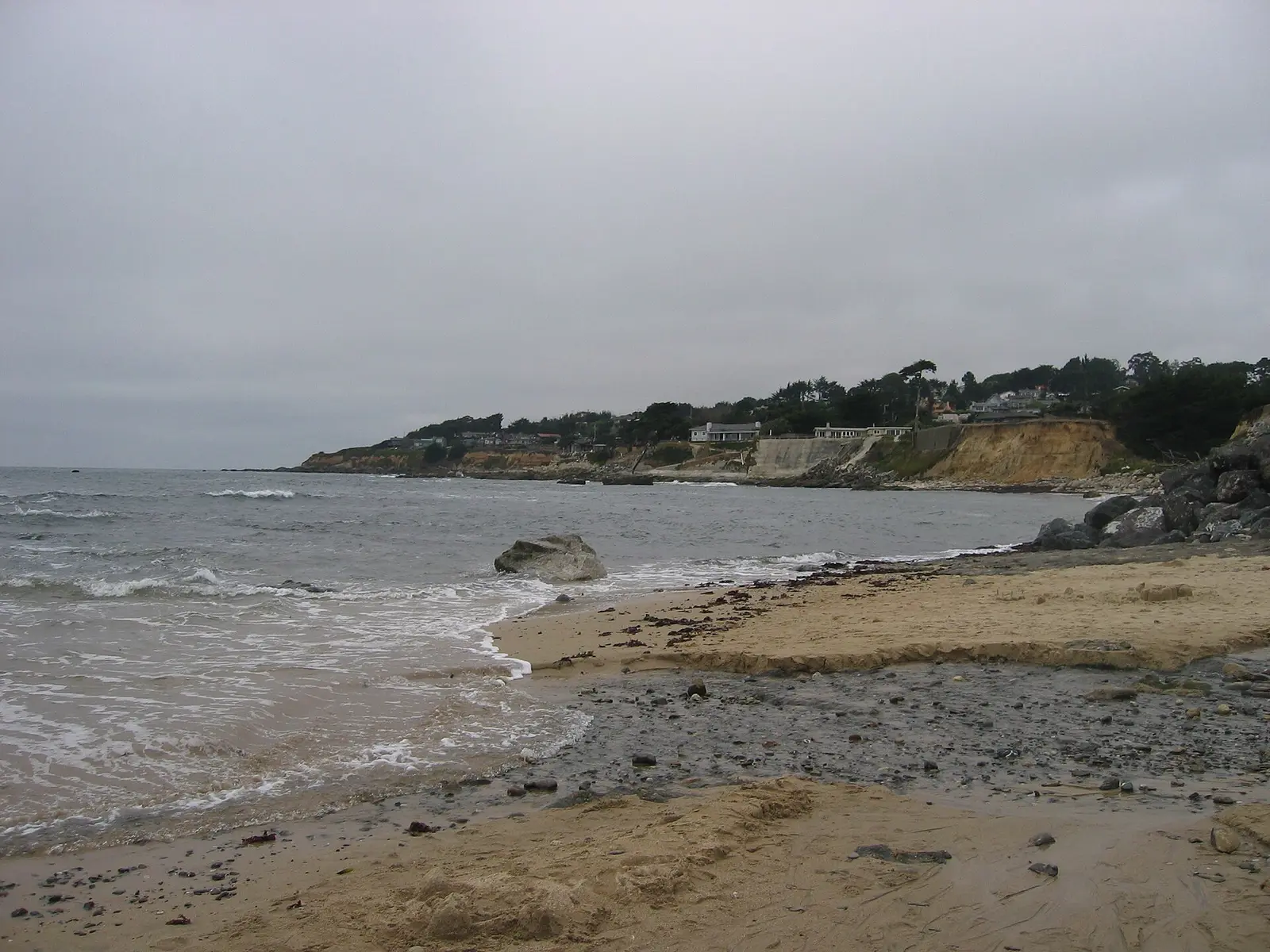 Looking north along Half Moon Bay State Beach, California