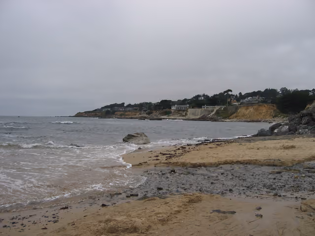 Looking north along Half Moon Bay State Beach, California