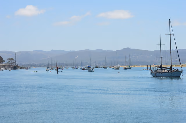 On the South T Pier, looking southwest across Morro Bay