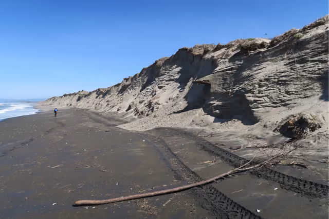 Sandy beach and cliffs at Moss Landing , California