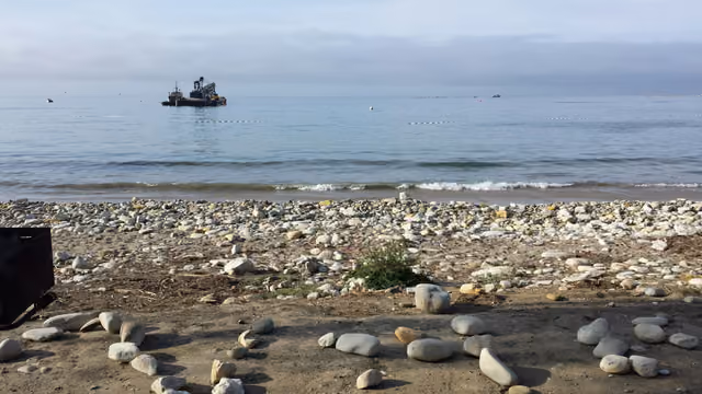 View from Refugio State Beach with skimmer in distance