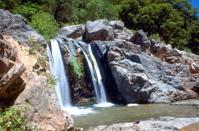 A waterfall on the South Fork Yuba River in South Yuba River State Park in Nevada County, California, United States