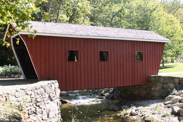 Covered bridge in Kent Falls