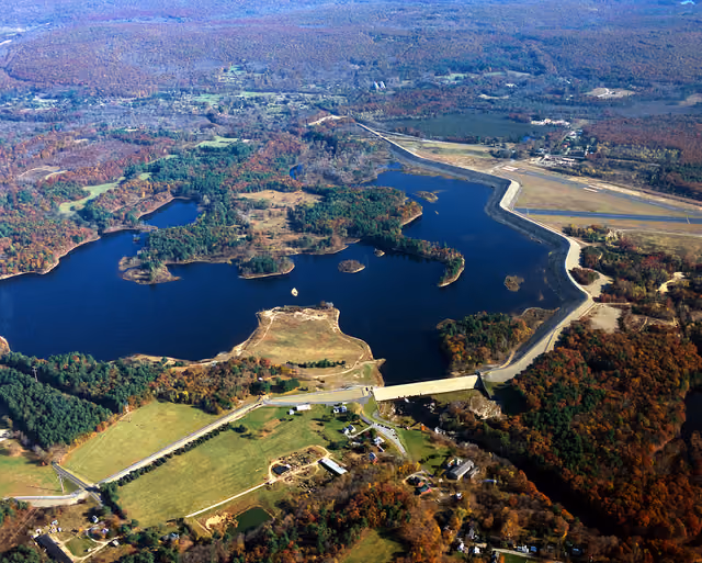 Mansfield Hollow Lake in Tolland County, Mansfield, Connecticut, USA