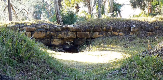 One of the small remaining portions of the original "bombproof" at the Spanish fort, San Marcos de Apalache; St