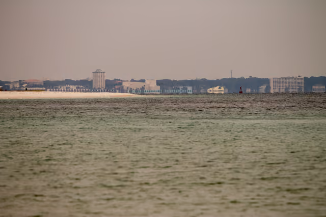 A view of Panama City, Florida, USA, with part of St — St. Andrews State Park