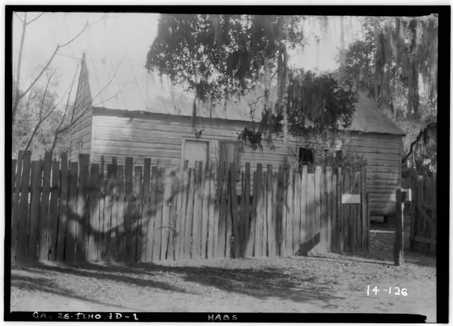 Historic American Buildings Survey Branan Sanders, Photographer March EXTERIOR VIEW- SLAVE CABINS - Wormsloe, Isle of Hope, Savannah…