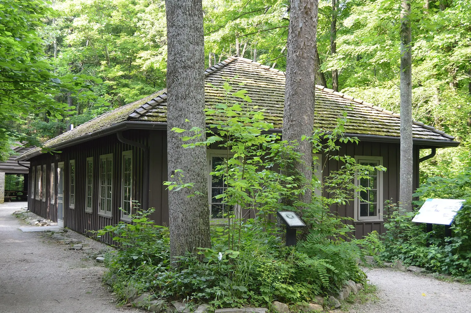 Front and western side of the CCC Recreation Building-Nature Museum , located in McCormick's Creek State Park east of Spencer in…