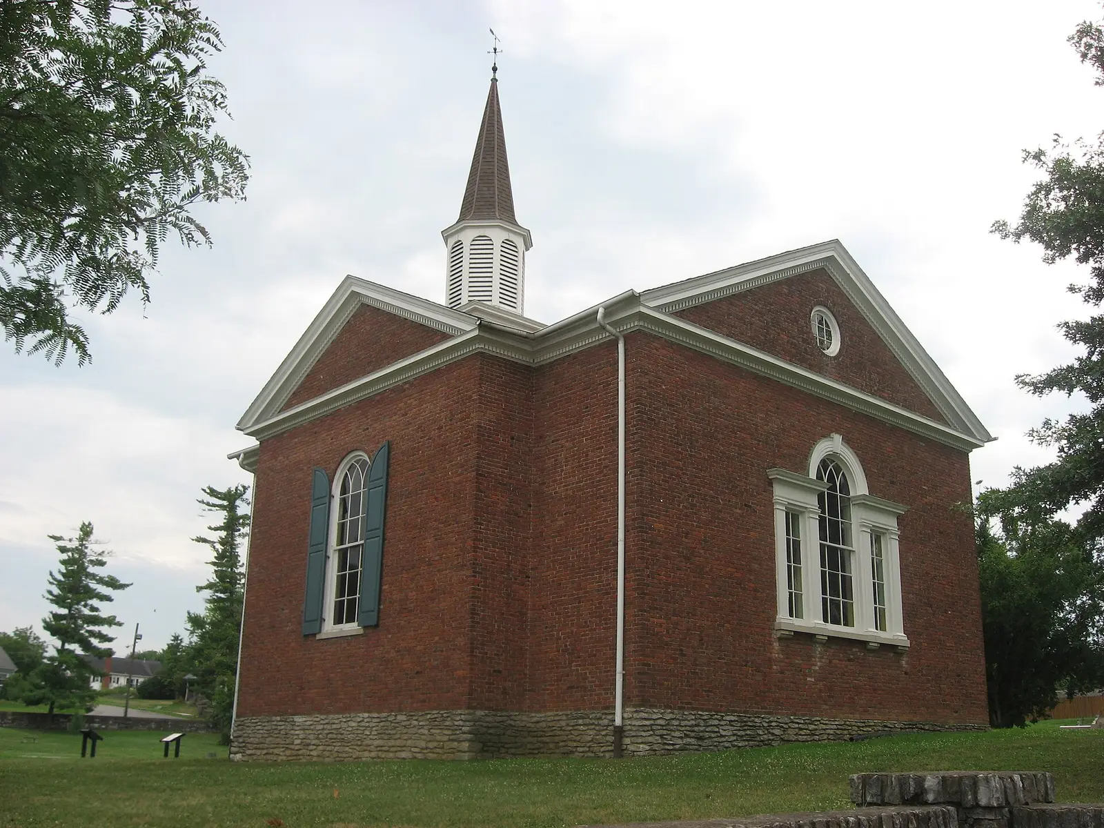 Rear of the Lincoln Marriage Temple, which shelters the cabin in which Thomas Lincoln married Nancy Hanks — Old Fort Harrod State Park