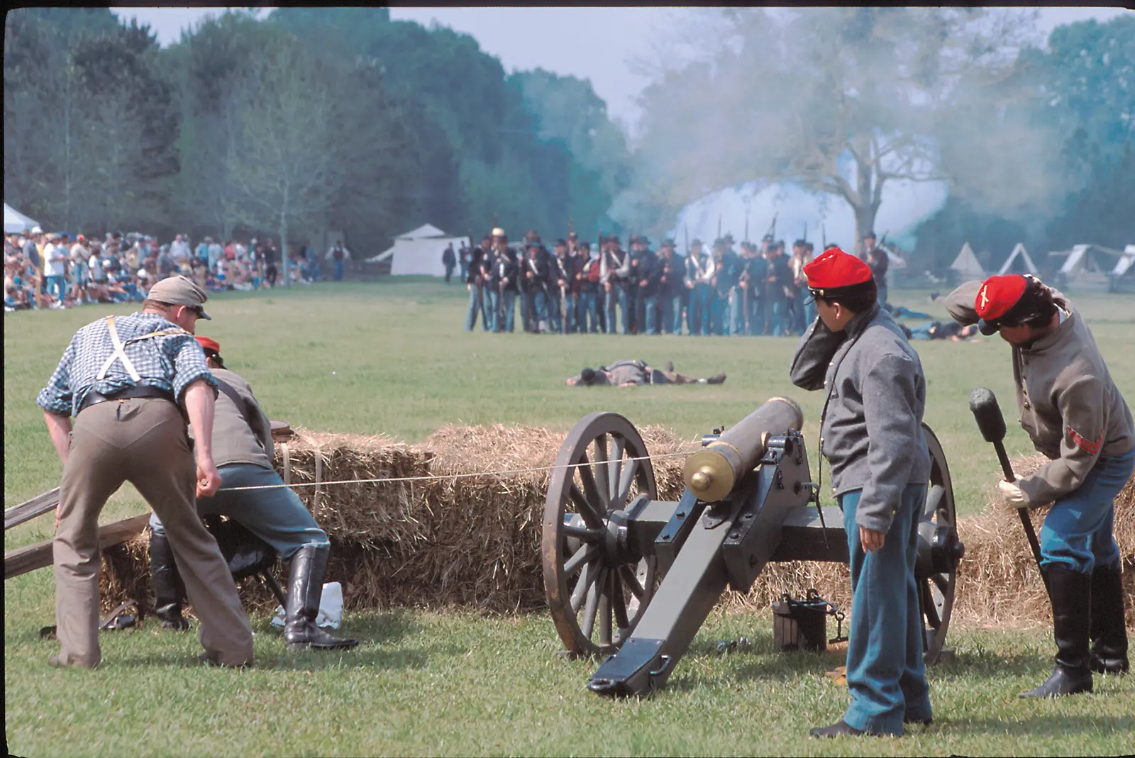 Scope and content: The original finding aid described this photograph as: Original Caption: As part of a Civil War reenactment at Port…