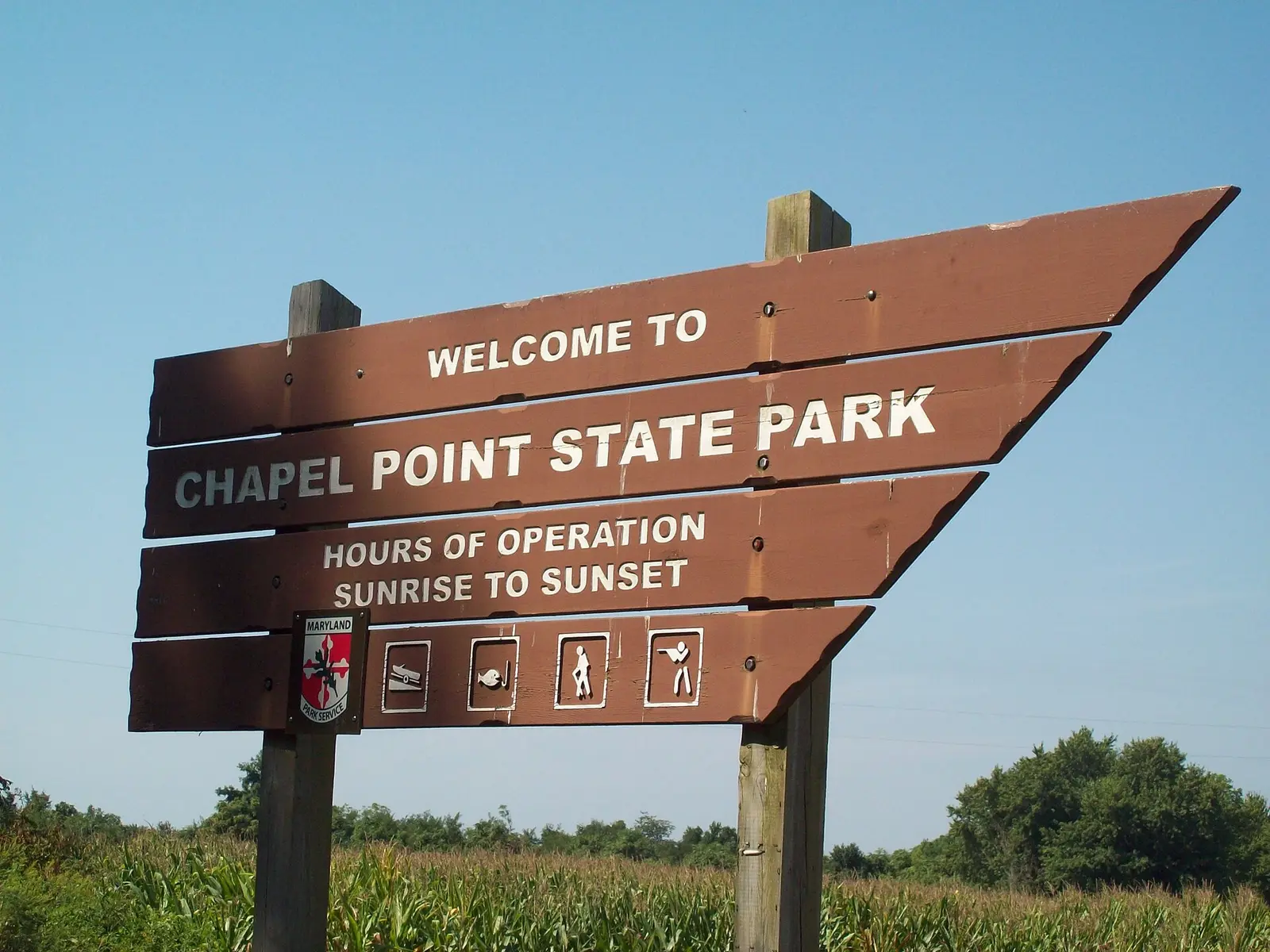 Chapel Point State Park sign — in Charles County, Maryland