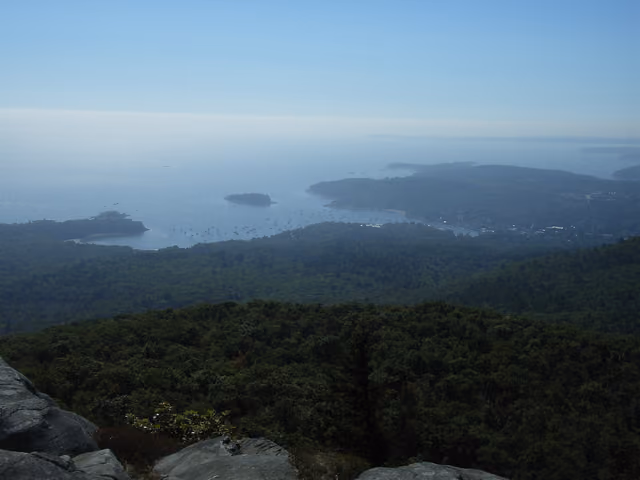 Camden, Maine, photographed from Ocean Outlook in Camden Hills State Park (on Megunticook Trail and Tablelands Trail)