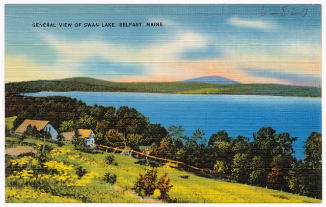 General view of Swan Lake, Belfast, Maine