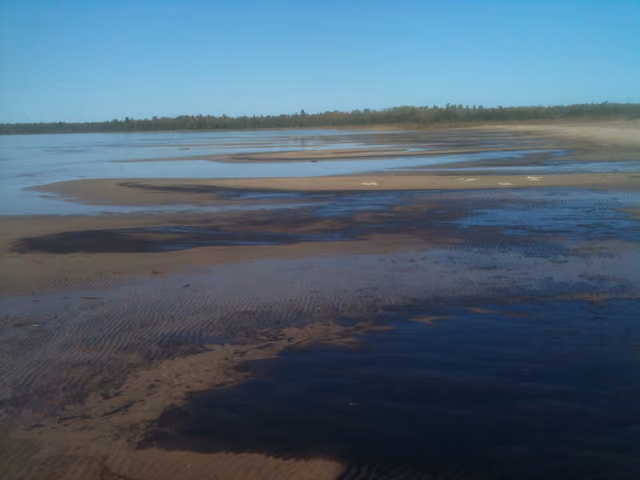 An oil spill on a beach along Duncan Bay in Cheboygan State Park