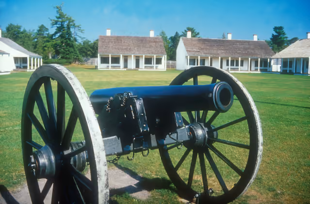 Scope and content: The original finding aid described this photograph as: Original Caption: Built in 1844, this 19th century military…