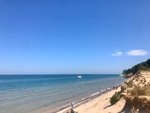 The Lake Michigan Shoreline at Grand Mere State Park in Michigan on August 21, 2020