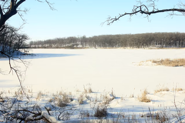 Mountain Lake Frozen in winter in Glacial Lakes State Park