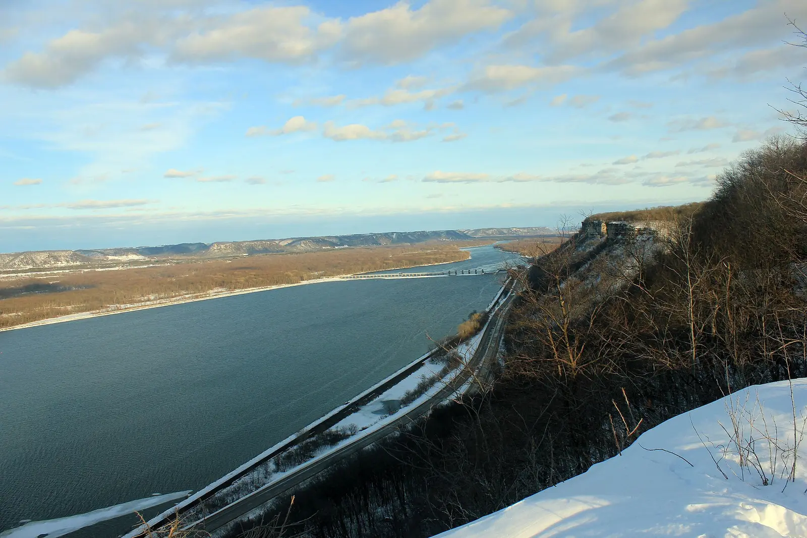 View looking south of the Mississippi River from John A