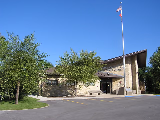 The visitors center near the entrance to Long Branch State Park, 2 miles west of Macon, Missouri