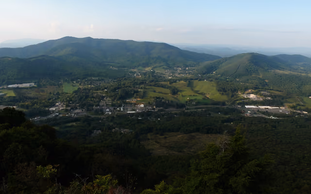 Looking north across the town of Jefferson and the southern flank of Phoenix Mountain, as seen from the upper overlook at Mount…
