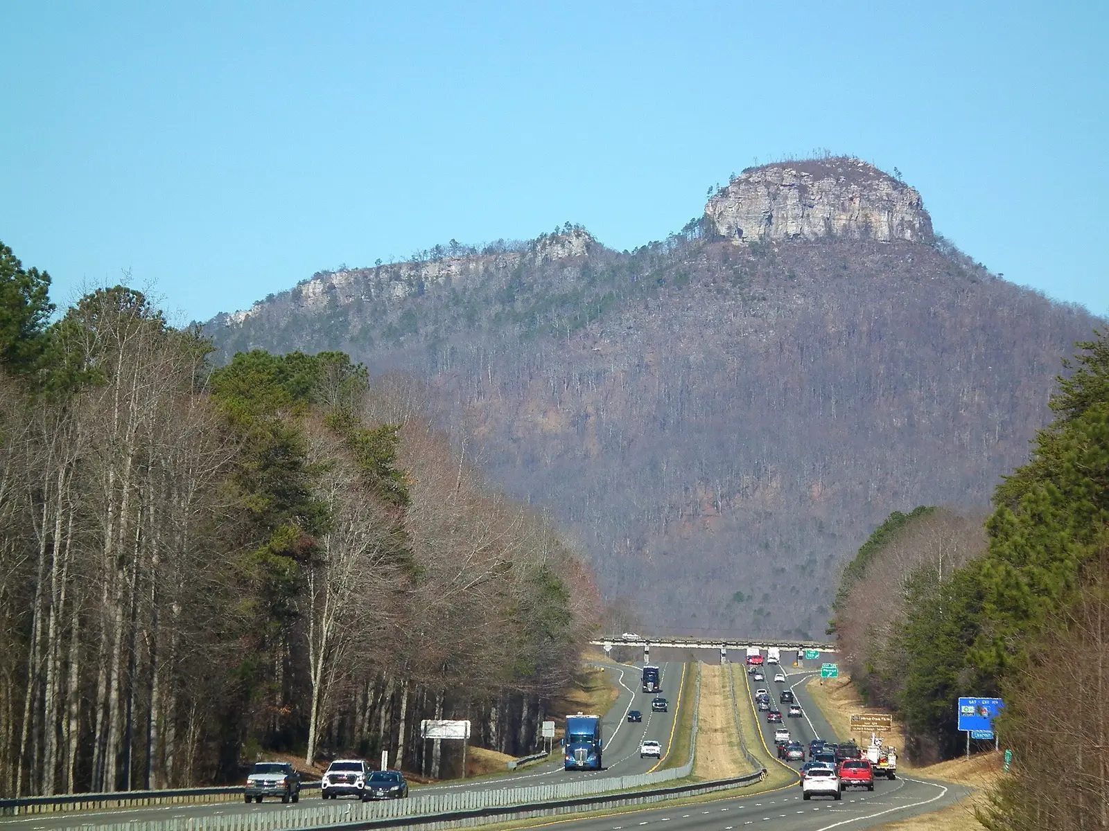 Winter view of Pilot Mountain seen from the overlook on northbound US 52
