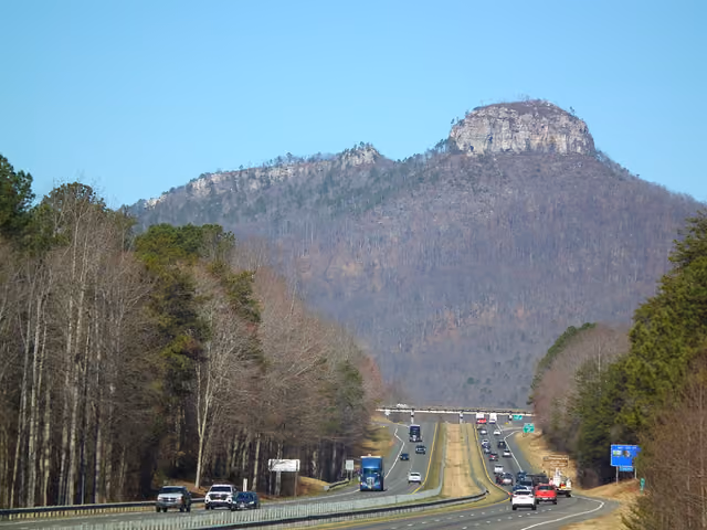 Winter view of Pilot Mountain seen from the overlook on northbound US 52
