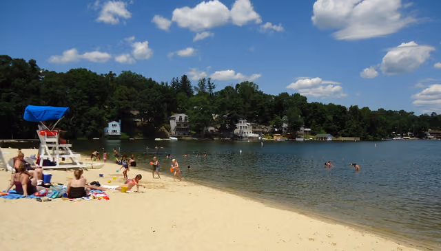 Beach scene at Lake Hopatcong State Park in New Jersey
