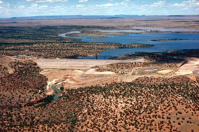 Santa Rosa Dam and Santa Rosa Lake (reservoir) on the Pecos River — in Guadalupe County, New Mexico , USA
