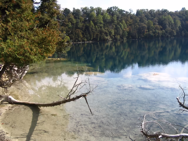Deadman's Point at Green Lake in Green Lakes State Park, New York