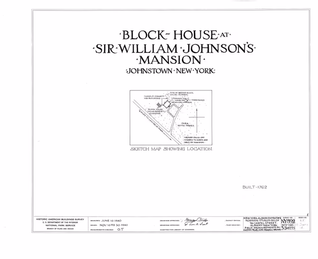 Johnson Hall, Blockhouse, Johnstown, Fulton County, NY HABS NY,18-JONTO,1A- (sheet 0 of 3)