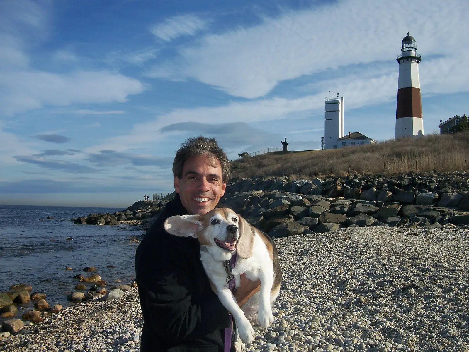 Phlash Phelps and his dog Clyde in Montauk, New York
