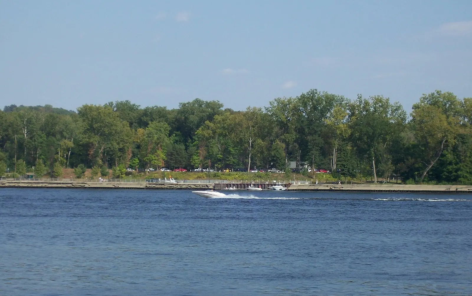 A picture of the Schodack Island State Park, New York, USA, taken from across the river