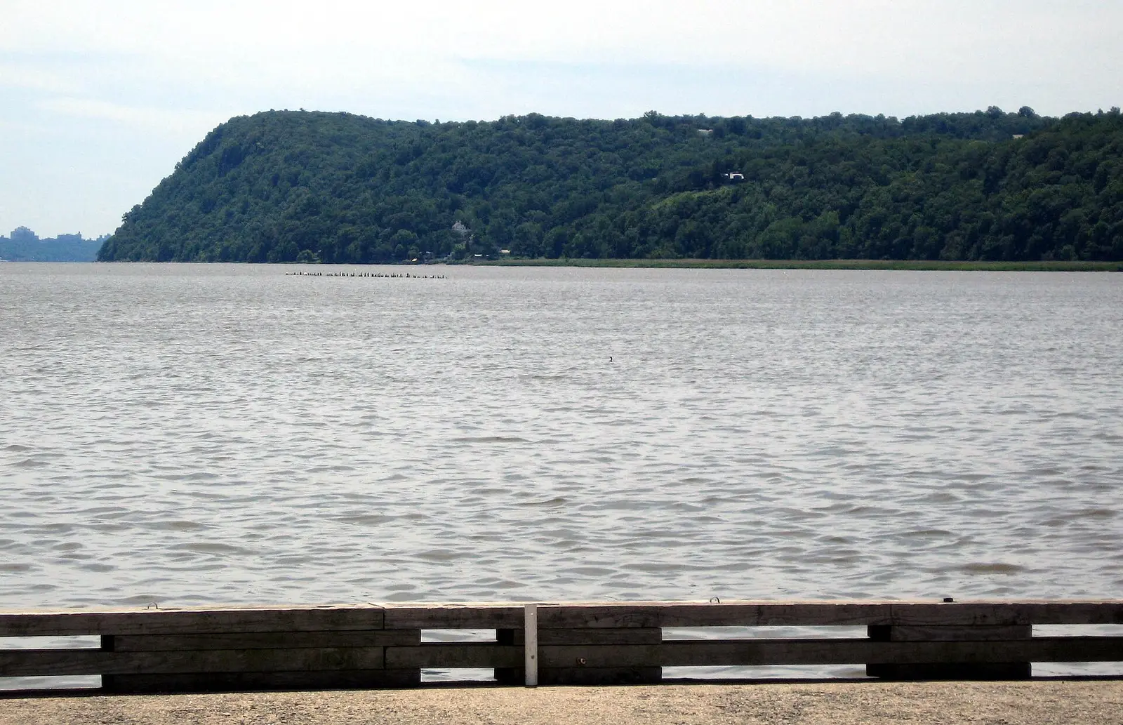en:Tallman Mountain State Park as seen looking southwest from en:Piermont, New York on a mostly clear early afternoon