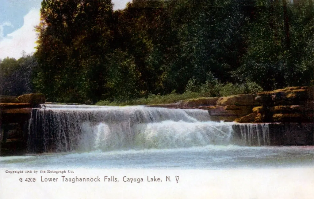 Photomechanical print (postcard) : collotype, colored Undivided back No — Taughannock Falls State Park