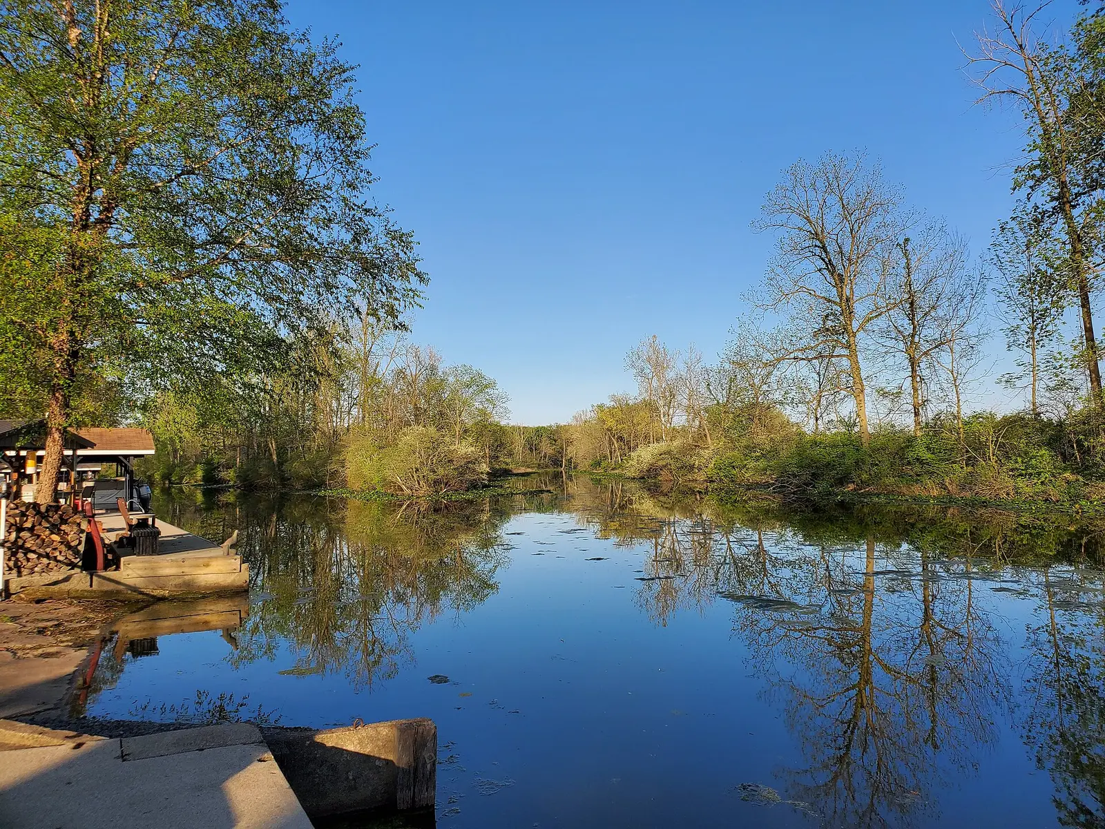 View of a channel of Indian Lake, Ohio, from a park in Richland Township
