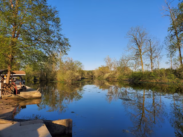 View of a channel of Indian Lake, Ohio, from a park in Richland Township