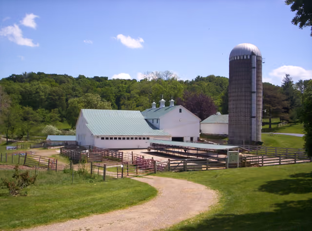 A view of The Main Dairy Barn and Petting Farm at Malabar Farm State Park near Lucas, Ohio