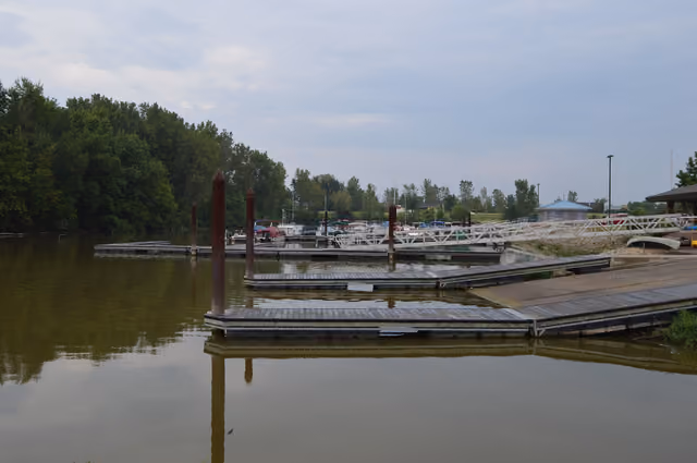 View from the north of the small harbor at Mary Jane Thurston State Park in northeastern Damascus Township , Henry County , Ohio ,…