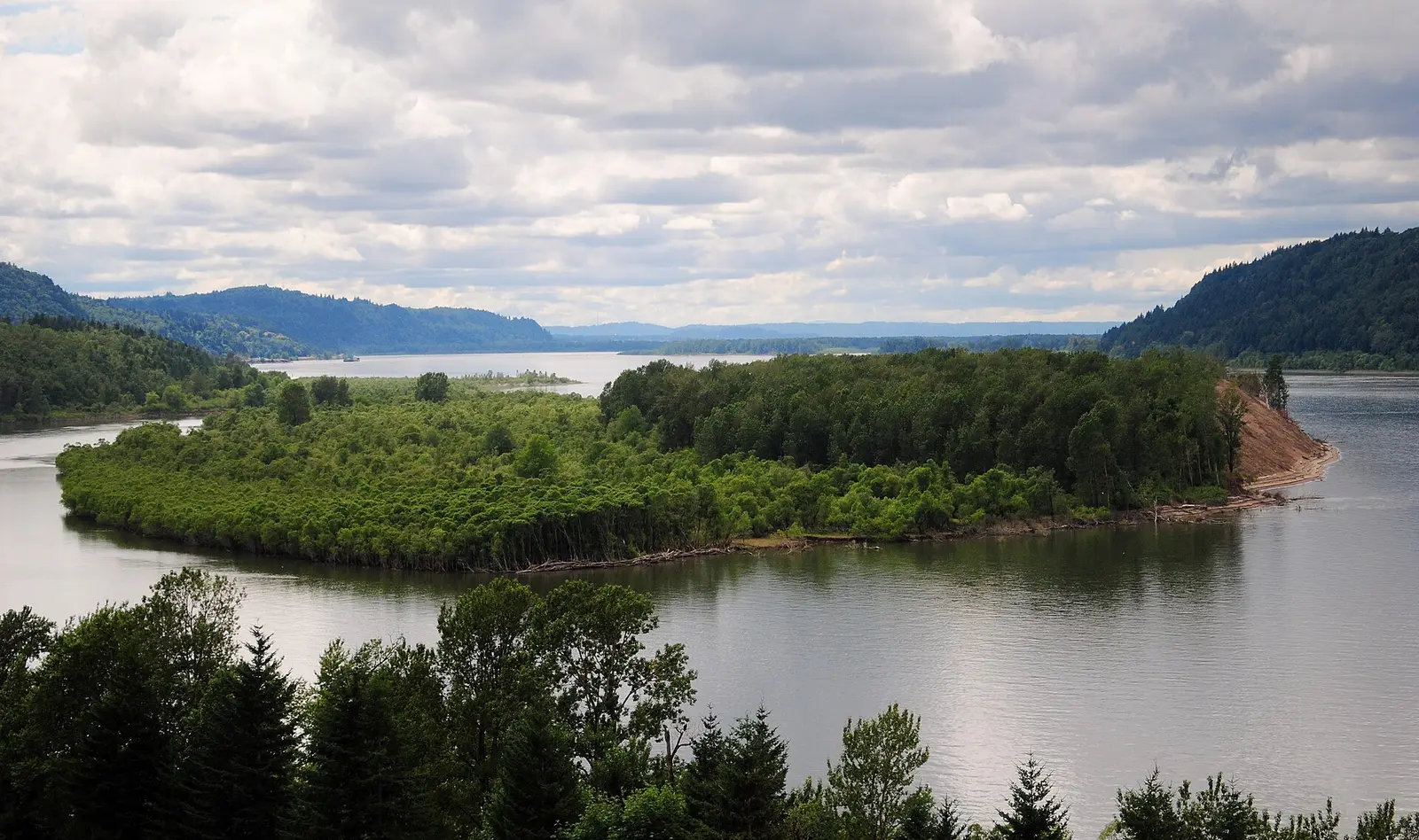 View of Sand Island from the Bridal Veil Overlook, Oregon, 2011