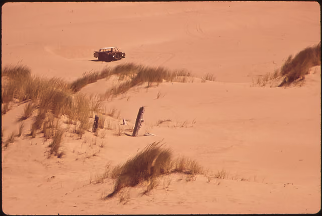 DUNE BUGGY IN NEW NATIONAL SEASHORE PARK, SIMPSON REEF - NARA - — Cape Arago State Park