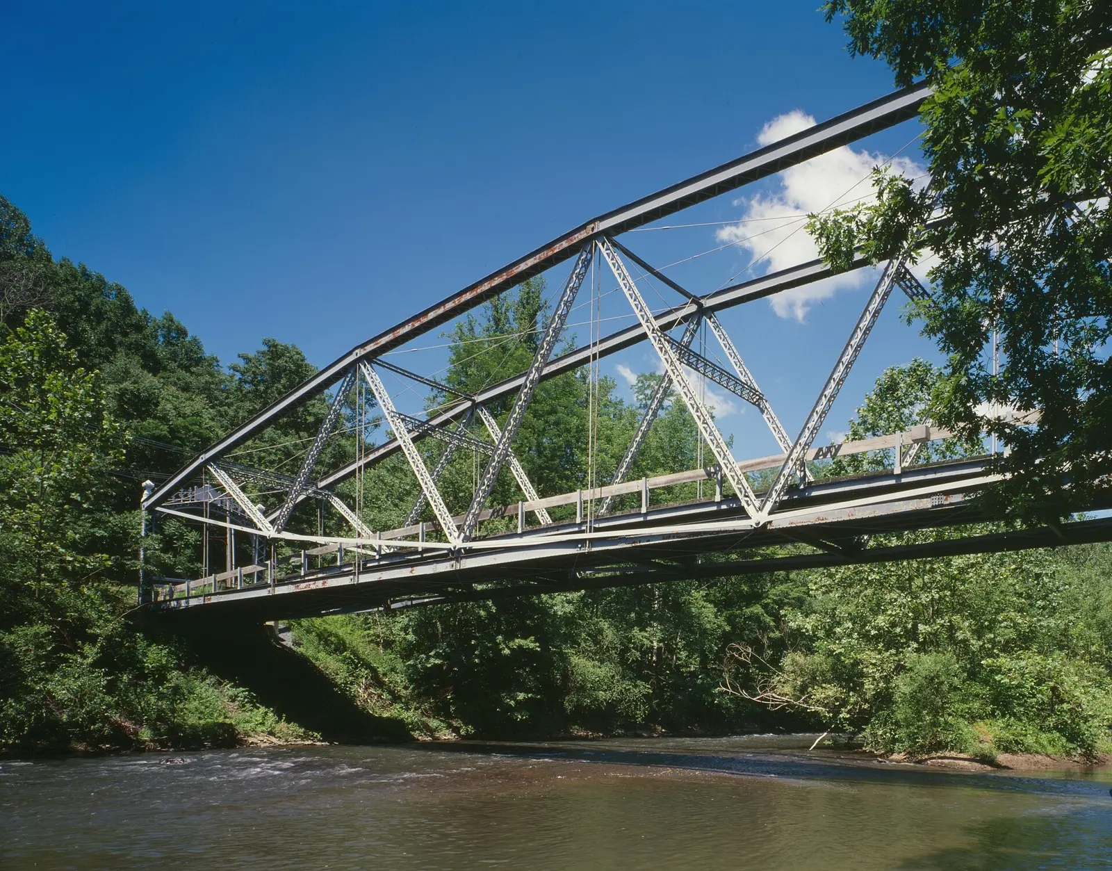 Picture of the Waterville lenticular truss bridge, now over Swatara Creek in Swatara State Park in Lebanon County, Pennsylvania, United…