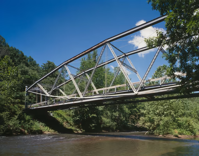 Picture of the Waterville lenticular truss bridge, now over Swatara Creek in Swatara State Park in Lebanon County, Pennsylvania, United…
