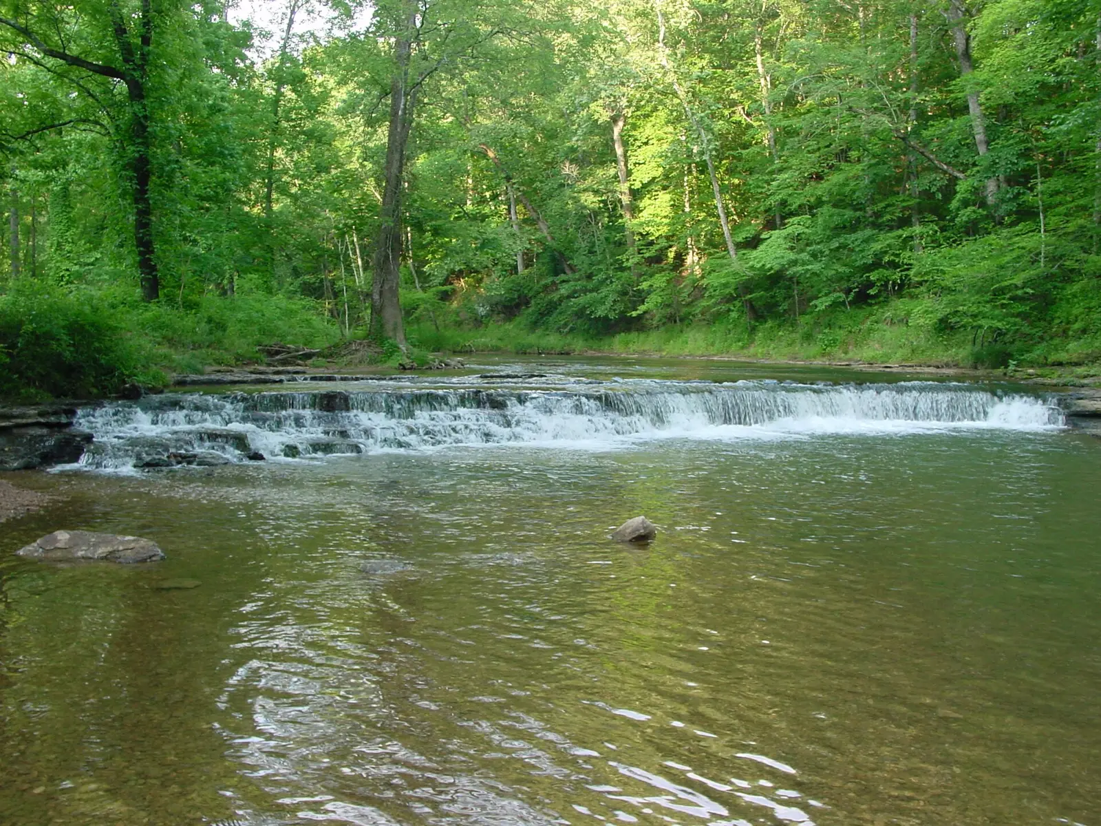 Crockett Falls in David Crockett State Park, located a half mile west of Lawrenceburg, Tennessee