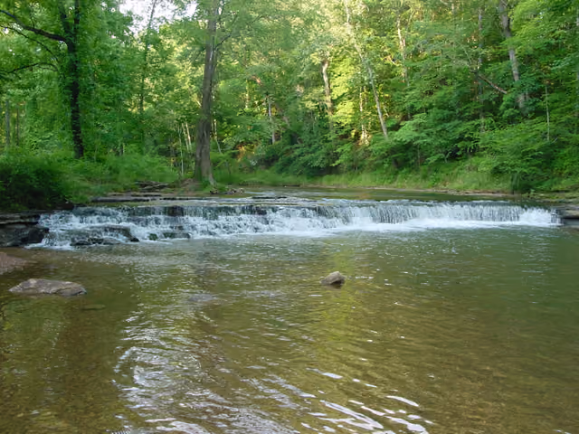 Crockett Falls in David Crockett State Park, located a half mile west of Lawrenceburg, Tennessee