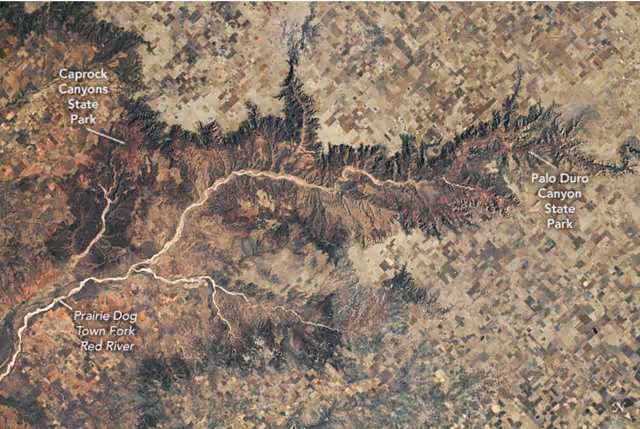 While in orbit over the Texas Panhandle, an astronaut on the International Space Station (ISS) photographed Palo Duro and Caprock…