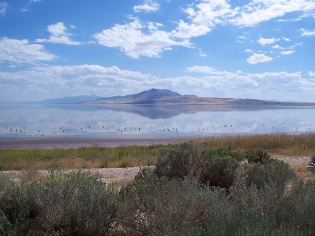 View of Antelope Island from the causeway